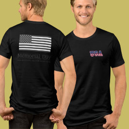 プレミアム・メモリアルデイUSAフラグ両面プリント トライブレンドTシャツ