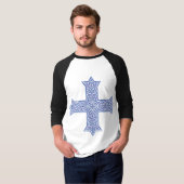 プレミアム ラピス ブルー コプト十字架 アート Tシャツ (正面フル)