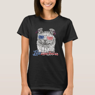 プレミアム ラメリカ USA サングラス クール ラマ 7月4日 Tシャツ