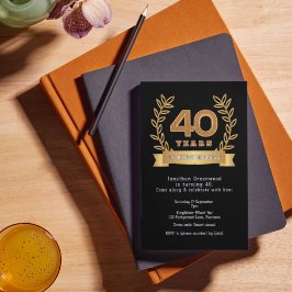 プレミアム '40 years of awesomeness' ブラック & ゴールド 箔招待状