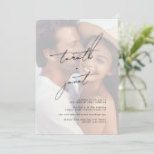 プレミアム NAMES おしゃれなブラック＆ホワイトの写真 ウェディング 招待状 (スタンド正面)