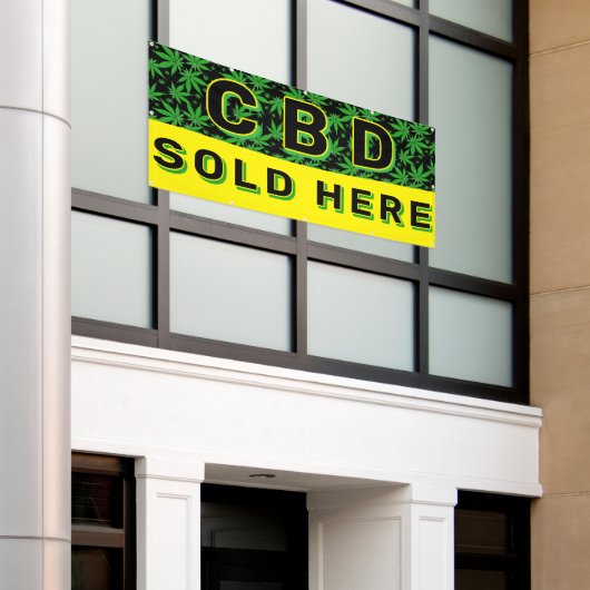 プレミアムCBDオイル販売中 広告 横断幕 (ビルの外側)