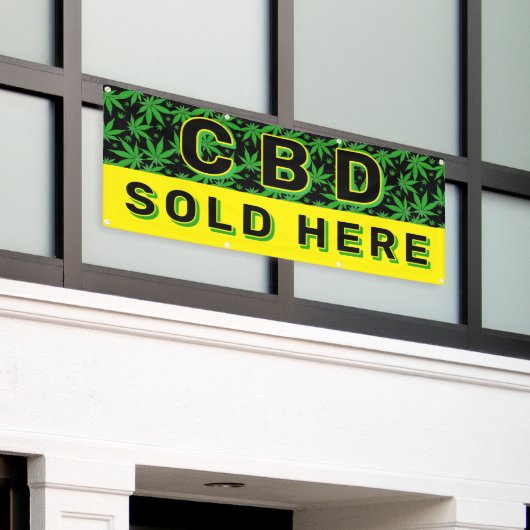 プレミアムCBDオイル販売中 広告 横断幕 (ビルの外側)