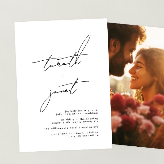 プレミアムNAMES スタイリッシュBlack & White Photos結婚 招待状