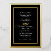プレミアムTuxedo書道金ゴールドフレーム結婚ズ 箔招待状 (正面)
