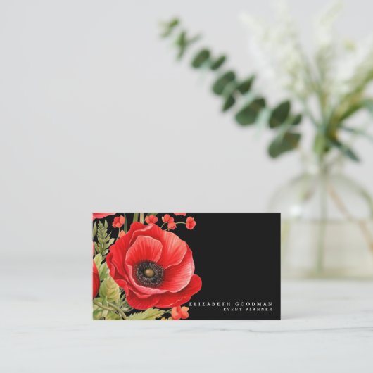 プレミアレッドポピー黒の名刺 名刺 (スタンド正面)