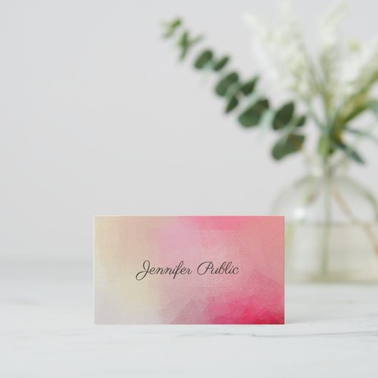 プレミパーソナライズされたアムシックラグジュアリー手書き文字 名刺 (スタンド正面)