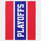 プレーオフはっきりした明るい赤い白王室の青のストライプ フリースブランケット (正面)