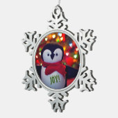 プレージングペンギンピュータースノーフレークオーナメント スノーフレークピューターオーナメント (右)