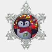 プレージングペンギンピュータースノーフレークオーナメント スノーフレークピューターオーナメント (正面)