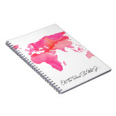 プレースが行く引用文ピンクの水彩世界地図 ノートブック (右側)