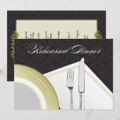 プレース設定リハーサルディナー招待状（黒） 招待状 (正面/裏面)