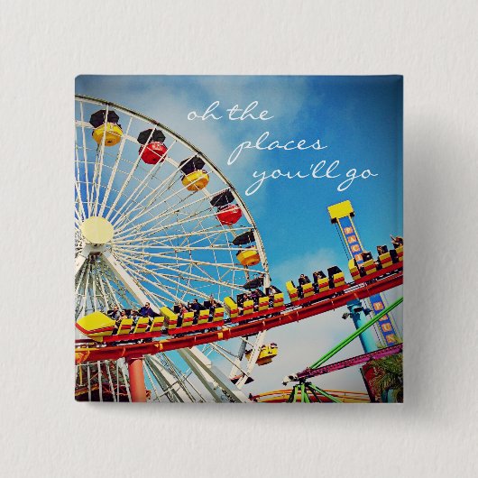 「プレース」引用文観覧車とジェットコースターの写真 缶バッジ (正面)