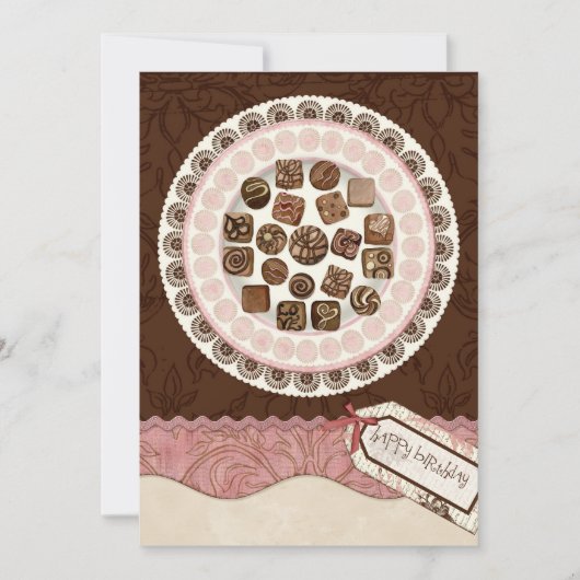 プレートいっぱいのチョコレート誕生日パーティーの招待 招待状 (正面)