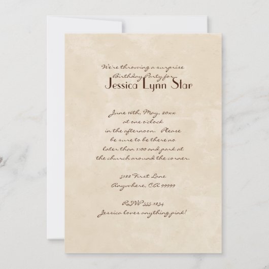 プレートいっぱいのチョコレート誕生日パーティーの招待 招待状 (裏面)