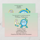 プレートがスプーンと一緒にとんでしまった 独身パーティ 招待状 (正面/裏面)