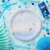 プレートが青い緑のフローラ葉を入れた紙 ペーパープレート (パーティー)