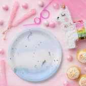 プレートが青い緑のフローラ葉を入れた紙 ペーパープレート (パーティー)