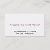 プレートとのシェフのレストランそしてケータリング 名刺 (裏面)