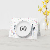 プレートとシルバーウェア60誕生日 カード (黄色い花)