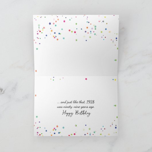 プレートとシルバーウェア99誕生日 カード (内部)