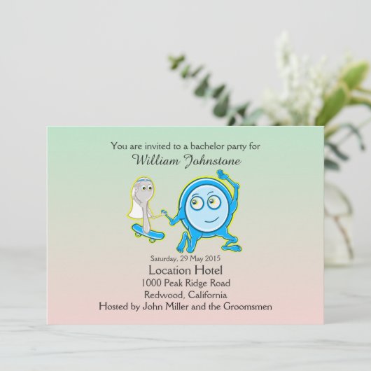 プレートとスプーンが逃げた独身パーティー 招待状 (スタンド正面)