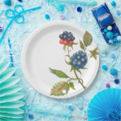 プレートと水色の枝ブラックベリー ペーパープレート (パーティー)