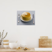 プレートにバターを積んだパンケーキのスタック ポスター (キッチン)