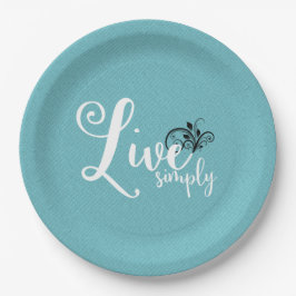 プレートのカーブフォント「Live Simply」デザイン ペーパープレート