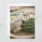 プレートのクリスマスおよびハヌカーのクッキー、 シーズンポストカード (正面/裏面)