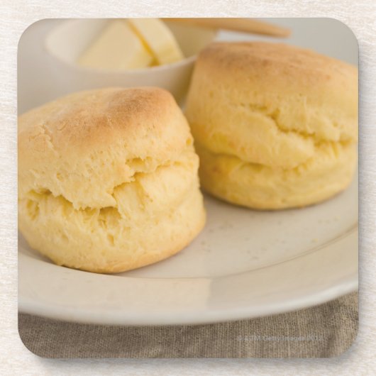 プレートのバターが付いている明白なscone コースター (正面)