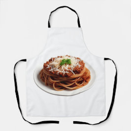 プレートの上にチーズとスパゲッティ・ボローニャ エプロン