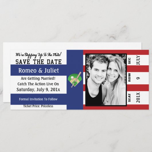 プレートの野球の結婚式の保存へのステップ日付 セーブザデート (正面/裏面)