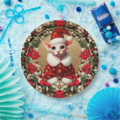 プレートスフィンクス猫クリスマスサンタ ペーパープレート (パーティー)