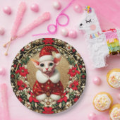 プレートスフィンクス猫クリスマスサンタ ペーパープレート (パーティー)