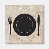 プレートセット用ナイフ用スプーンヴィンテージスタンプ マグネット (正面)