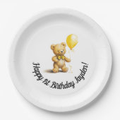 プレートパーソナライズされた、誕生日、ベビーシャワー、 ペーパープレート (正面)