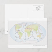 プレート余白を示す世界地図 ポストカード (正面/裏面)