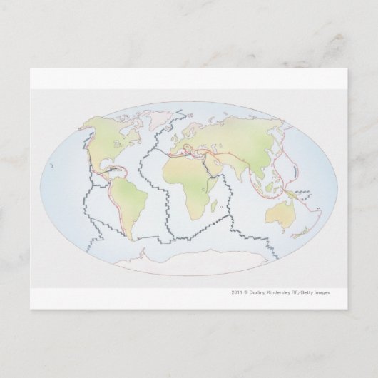 プレート余白を示す世界地図 ポストカード (正面)