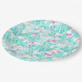 プレート熱帯フラミンゴ及び極楽鳥 ペーパープレート (アングル)