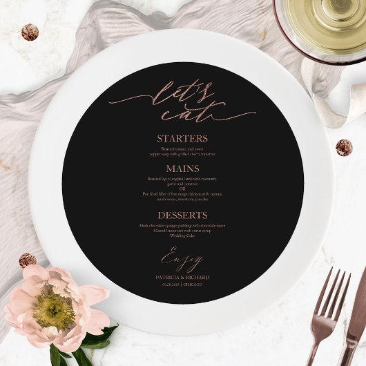 プレート用お食事ウェディングメニューカード Let's Eat Round メニュー