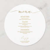 プレート用シック結婚スクリプトラウンドのメニューカード メニュー (正面)