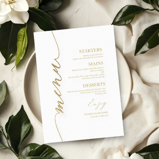 プレート用ファンシーな書体結婚式メニューカード メニュー