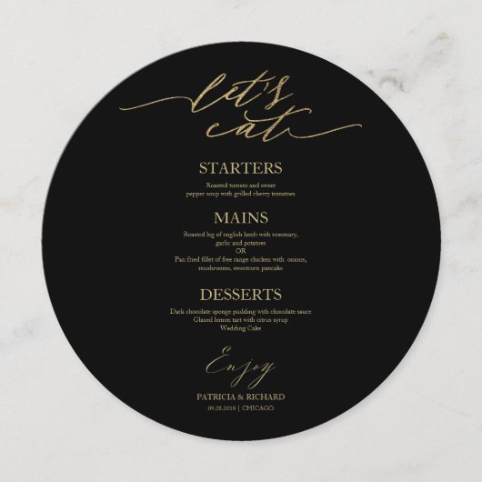 プレート食べのメニュー結婚カードを丸めよう メニュー (正面)