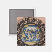 プレート飾シーンのある狩り マグネット (正面/裏面)