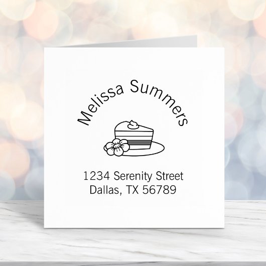 プレート・アーチ・アドレス上のケーキのスライス セルフインキングスタンプ