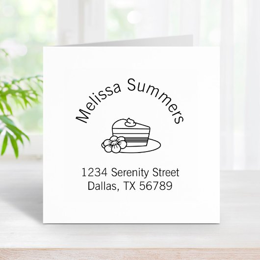 プレート・アーチ・アドレス上のケーキのスライス ラバースタンプ