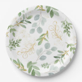 プレート – 水色の緑とフェイク金ゴールド (正面)