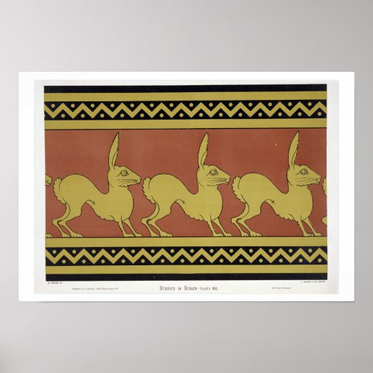 プレートVII、「デザイン内の勉強」、c.1874-76 (lit ポスター (正面)