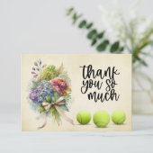 プレーヤーからの花の束とテニスボール サンキューカード (スタンド正面)